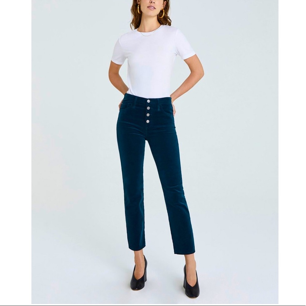 AG The Isabelle Button-Up High Rise Straight Crop Jeans Indigo Blue Sz 28 NWT